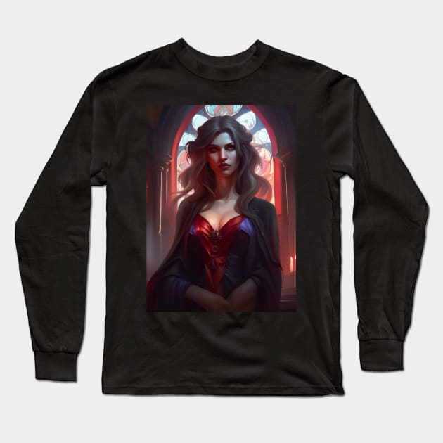 Beautiful Vampire Lady Long Sleeve T-Shirt by PrancingPeekees